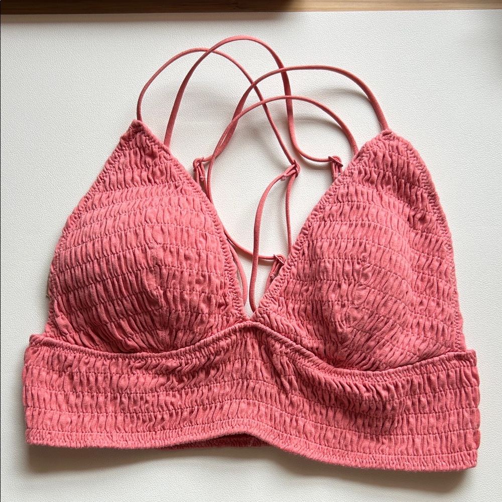 PINK Victoria's Secret Textured Crop Top in Coral